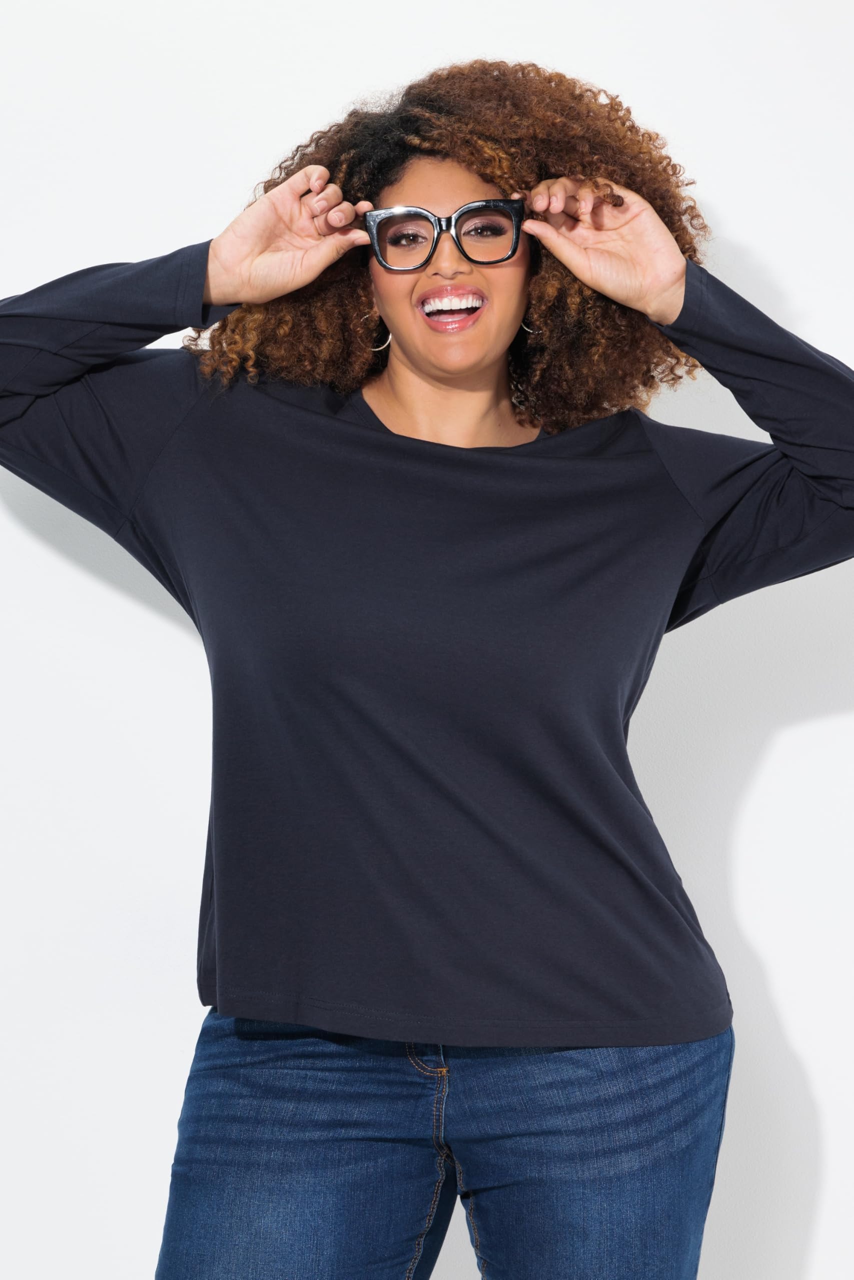 Ulla Popken Koszulka z długim rękawem Kobiety Basic Langarmshirt Rundhals