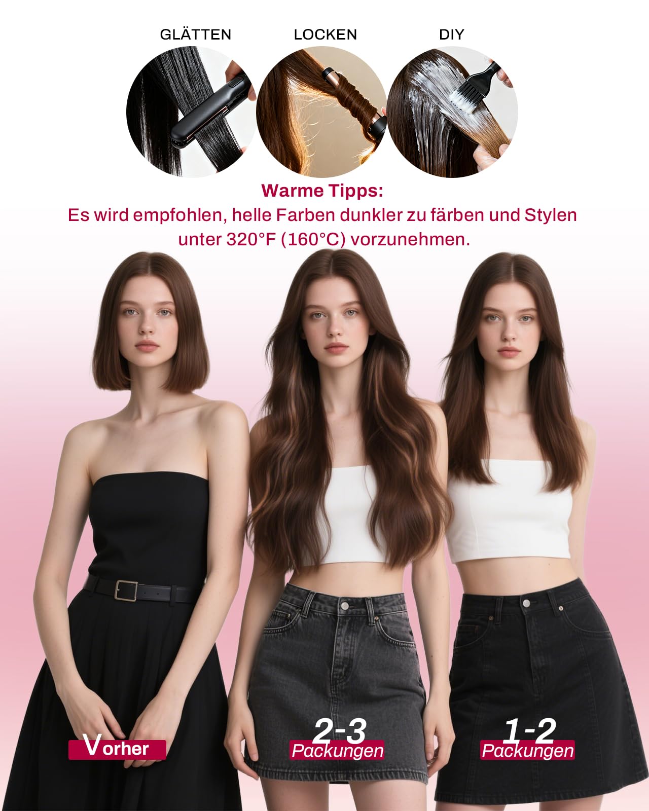 Moresoo Clip in Extensions Echthaar, Salon Qualität Weiches Glattes Haar 35 cm 5 Stück 80g Echthaar Extensions Clip in #4/10/16 Braun zu Braun mit Blond, Leicht zu Tragen Solide und Langlebig 14 Zoll