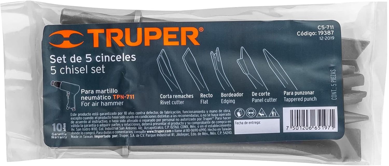 TRUPER C5-711 Chisel Set for Pneumatic Hammer