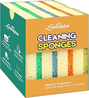 Scrub Sponge, 8 Pack Dual-Sided Temperature-Responsive Sponge and Scrubber - Scratch-Free - Multipurpose Dish Sponges for Kitchens, Bathrooms, and Outdoor Use