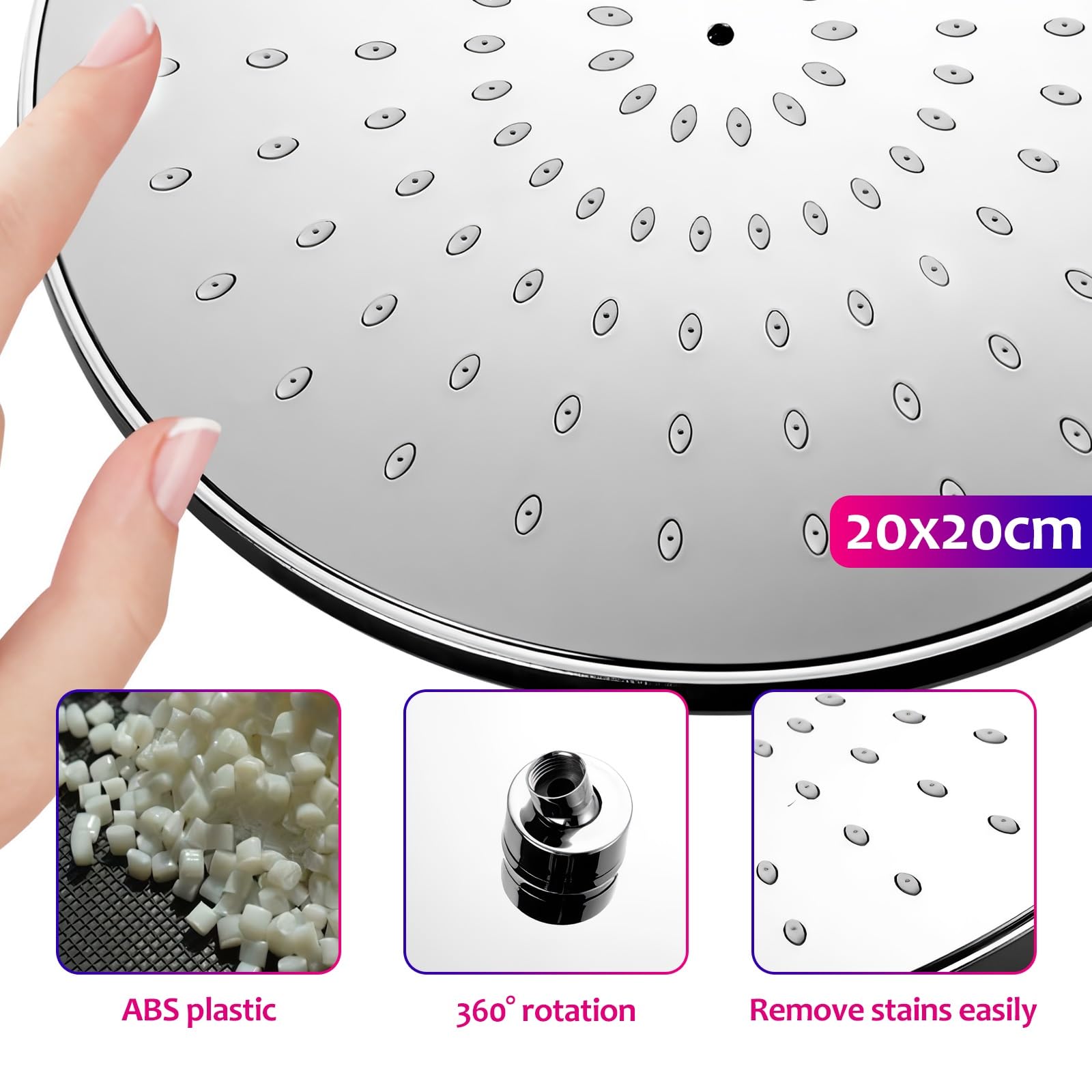 Columna Ducha Hidromasaje Ducha en Acero Inoxidable de Altura Adjustable Set Ducha con Ducha Mano y Alcachofa Rociador Superior en Acero