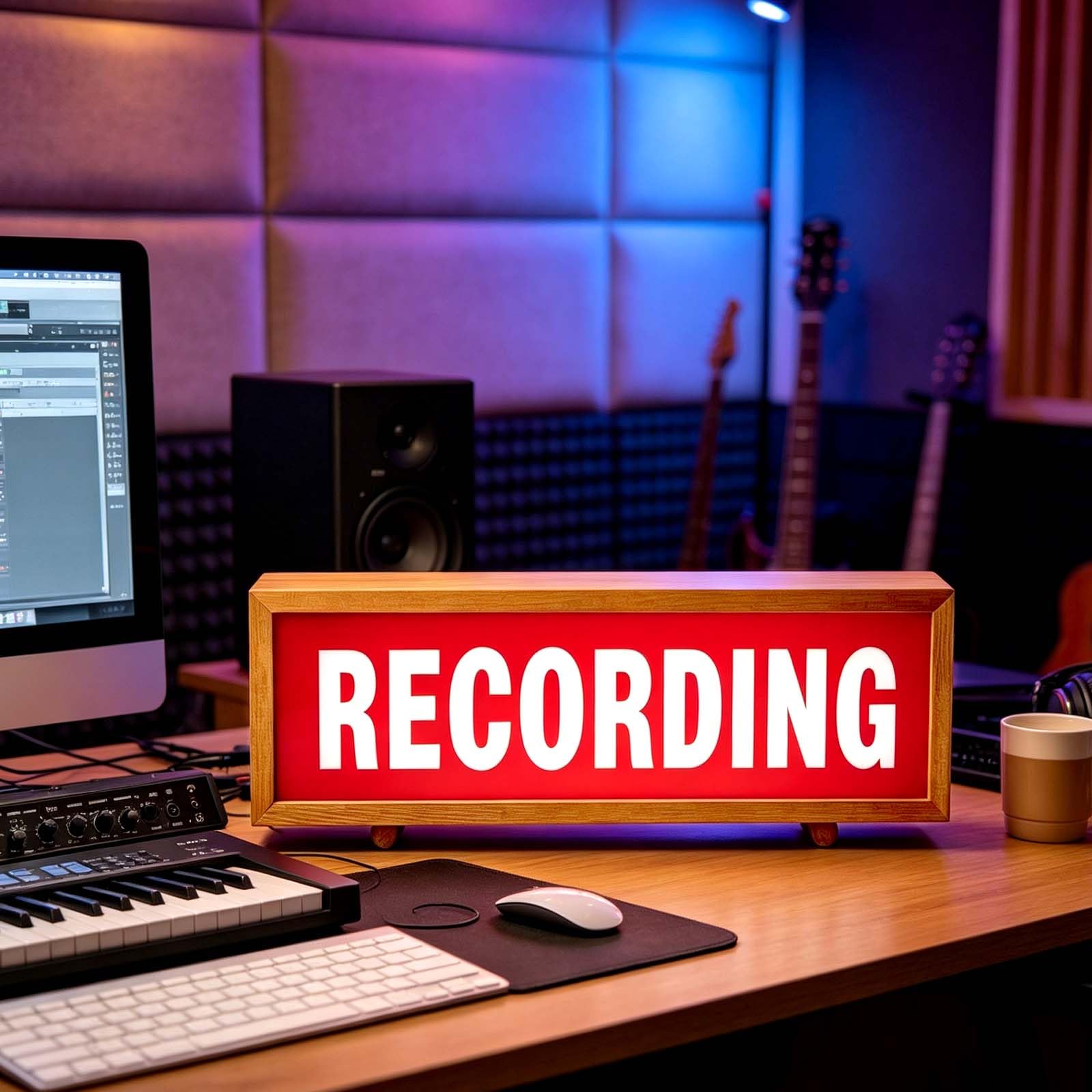 shulovehua Recording LED Neon Light Sign Studio Warning Light Do Not Disturb Sign USB Powered Dimmable Pulsing Modes Light Box for Music Studio Game Club Live Room Desk or Wall Decor