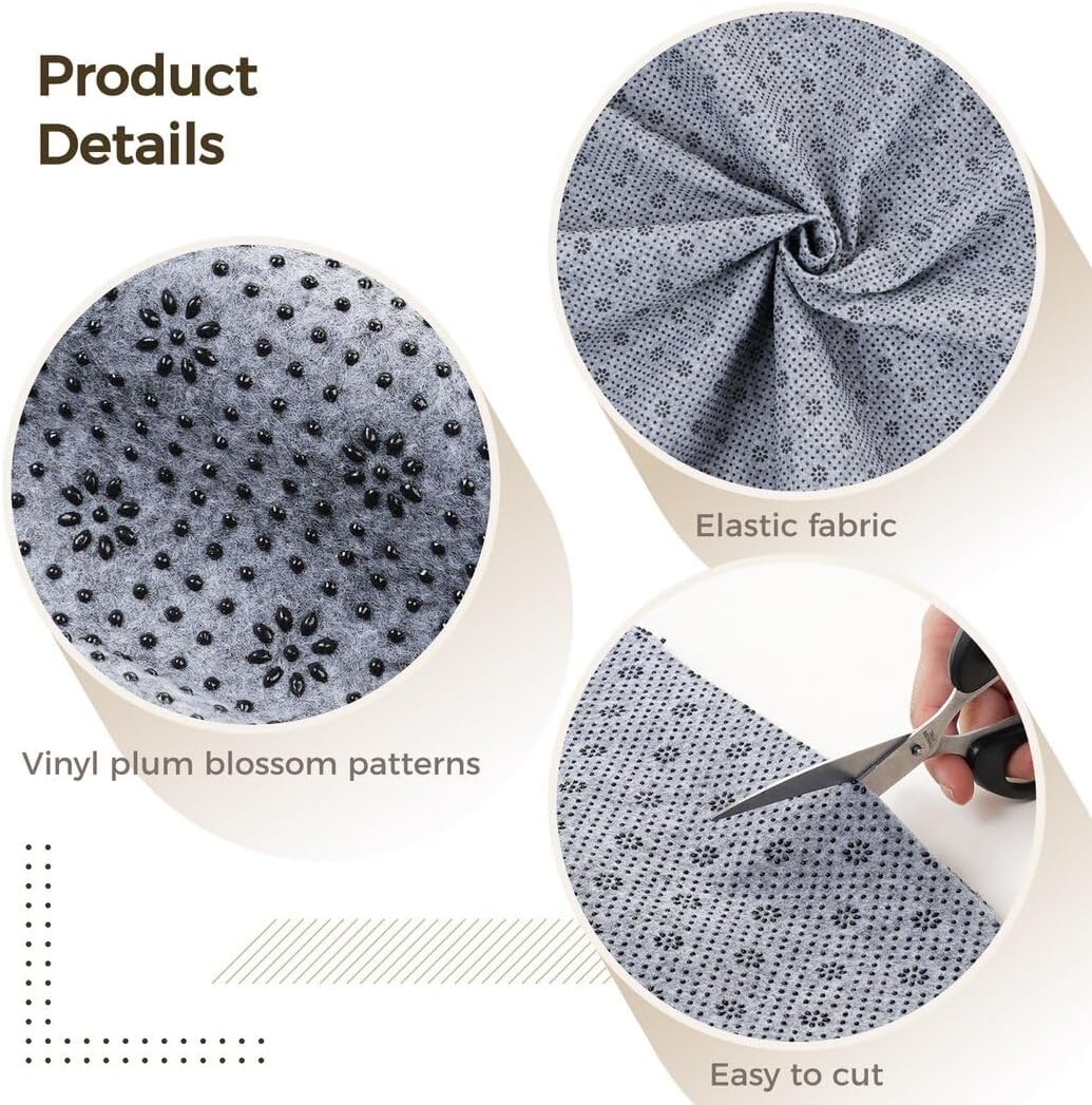 71x157 inch Non Slip Final Backing Cloth, Tufting Cloth Backing Fabric with Non Slip Vinyl Rubber Dots, Non Slip Rug Pad with Plum Blossom Pattern for Tufting and Rug Making