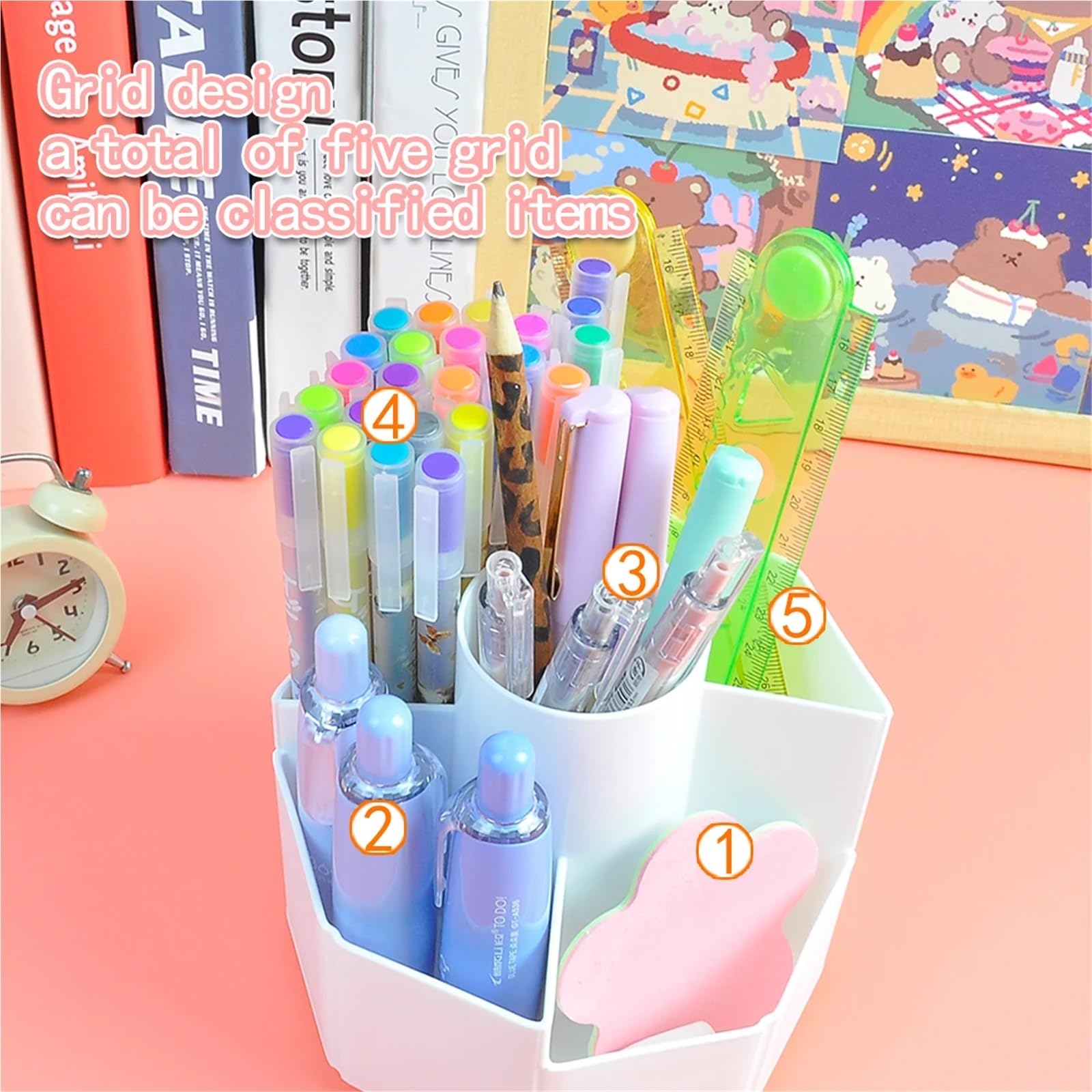 Pencil Holder 1pc Multifunktionaler 360-Grad-Schwenk-Bleistifthalter Kreativer Desktop-Organizer mit hoher Kapazität Schul- und Bürobedarf(Blue)