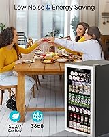 Vista 6 de 3.2 Cu.Ft Mini Fridge with Glass Door - 126 Can Beverage Refrigerator Cooler for Drink Beer Wine Soda, Small Refrigerator for Bedroom Office Bar