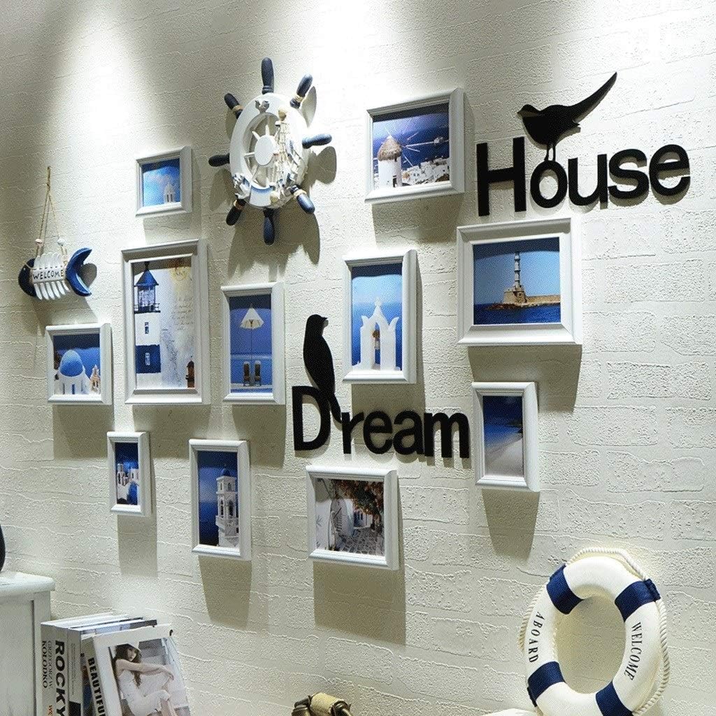 WEHISFD Photo Wall Solid Wood Decoration Frame Hanging Boy Child Room Bedroom Restaurant Combination(D)