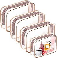 Vista 10 de Bolsa de maquillaje transparente AURUZA, bolsas de aseo portátiles para viajes con cremallera, bolsas organizadoras transparentes aprobadas por