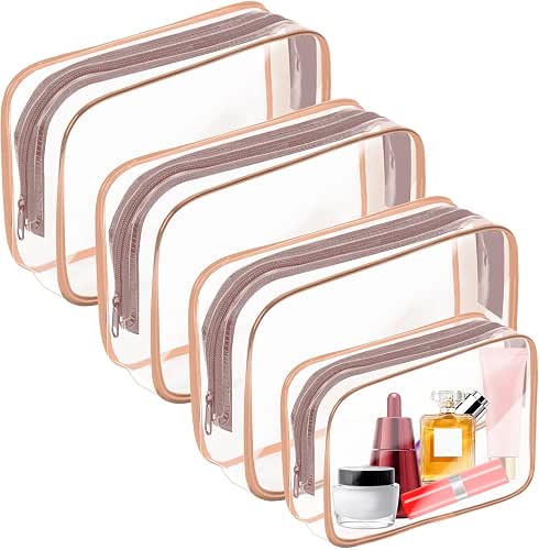 AURUZA Clear Makeup Bag,Portable Travel Toiletry Bags with Zipper, TSA