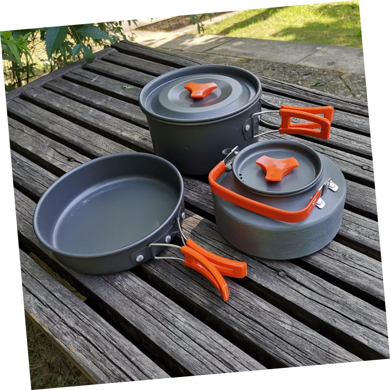 Abaodam 1set Portable Camping Cookware for Outdoor Cooking Lightweight Teakettle and Pots for People for Hiking and Backpacking