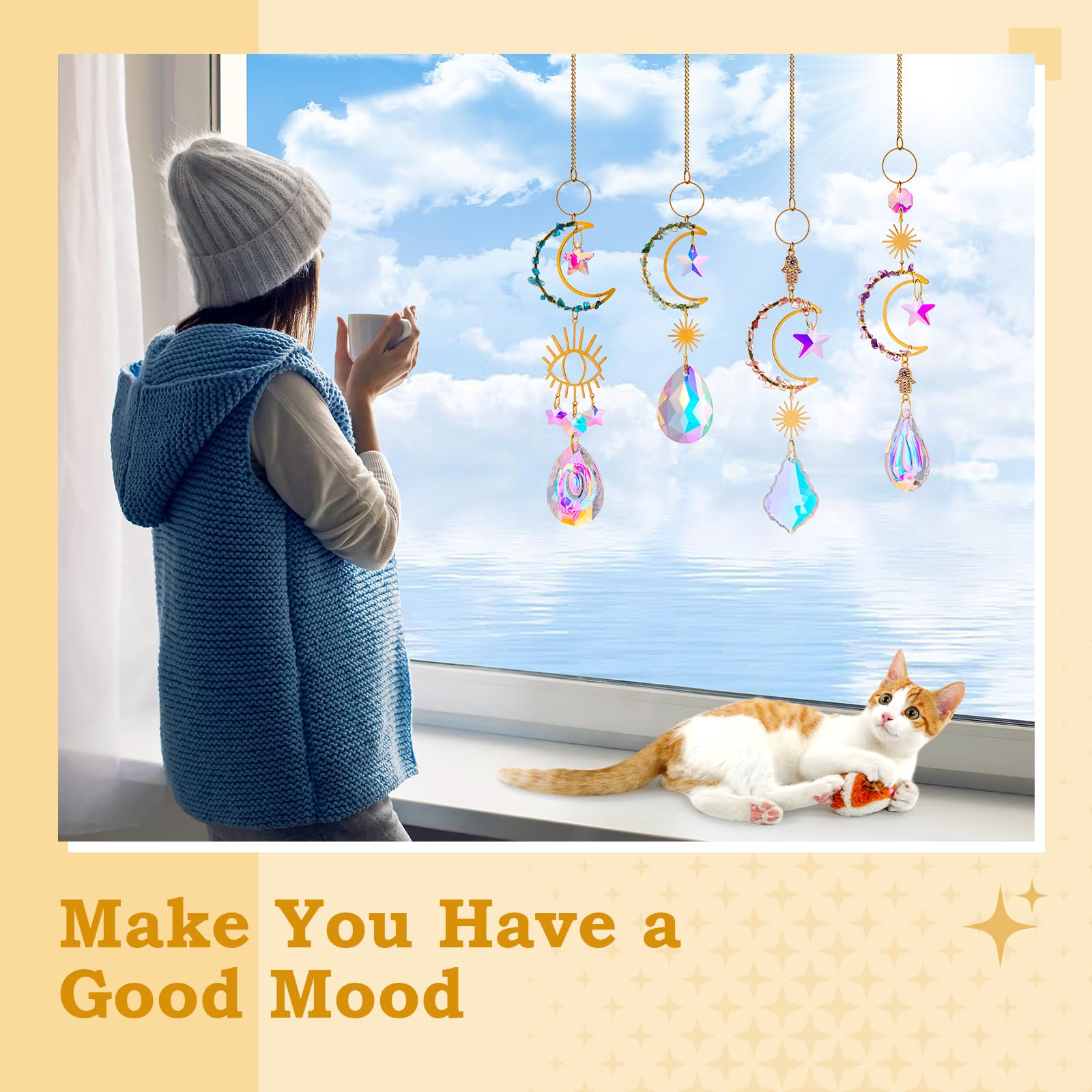 Lot De 6 Attrape-soleil En Cristal Arc-en-ciel - Pendentifs Colorés à Suspendre Fenêtre, Jardin, Voiture Pendentifs Fenêtre Voiture