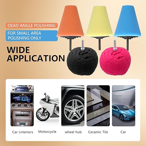 Miniatura 2 de Kit de pulido de aluminio de 5 piezas de bolas de pulido de espuma para taladros, ruedas de automóvil y pulidoras para el cuidado del automóvil,