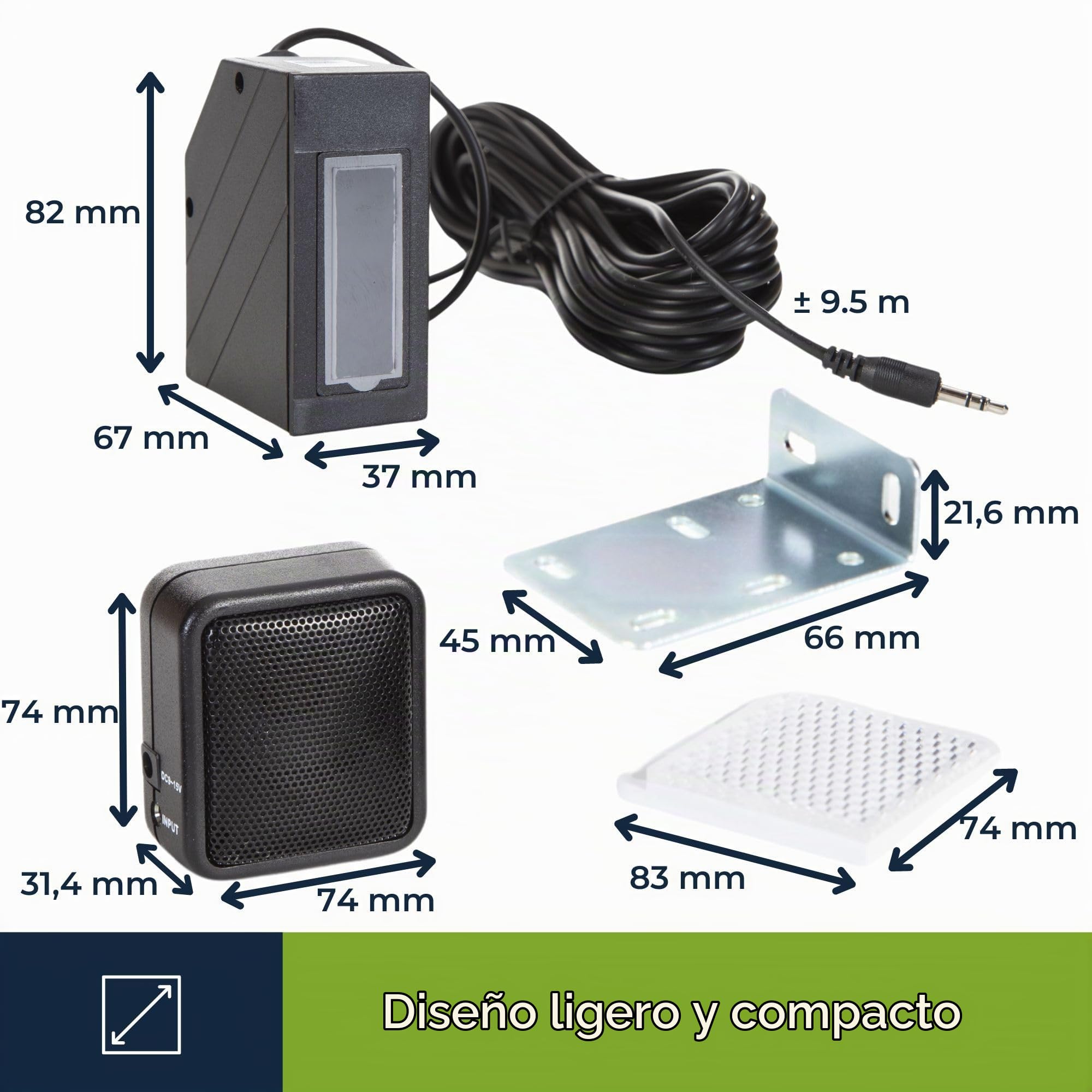 Velleman Barrera IR con Cable, Alcance de 7 m, IP44, Sensor de Entrada infrarrojo con alimentación de 12 V, Altavoz de Alarma Ajustable y tecnología fotoeléctrica para Control de accesos y Seguridad