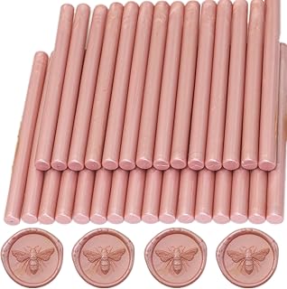 Wax Seal Sticks Rose Gold, 30pcs Glue Gun Wax Sealing Sticks for Wax Seal Stamp, Mini Wax Seal Gun Sticks Suit for 0.28'' Glue Gun Great for Wedding Invitations (Rose Gold)