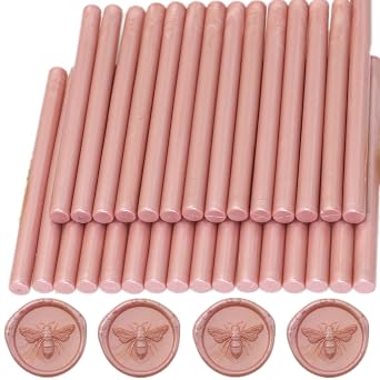 Wax Seal Sticks Rose Gold, 30pcs Glue Gun Wax Sealing Sticks for Wax Seal Stamp, Mini Wax Seal Gun Sticks Suit for 0.28 Glue Gun Great for Wedding Invitations Rose Gold