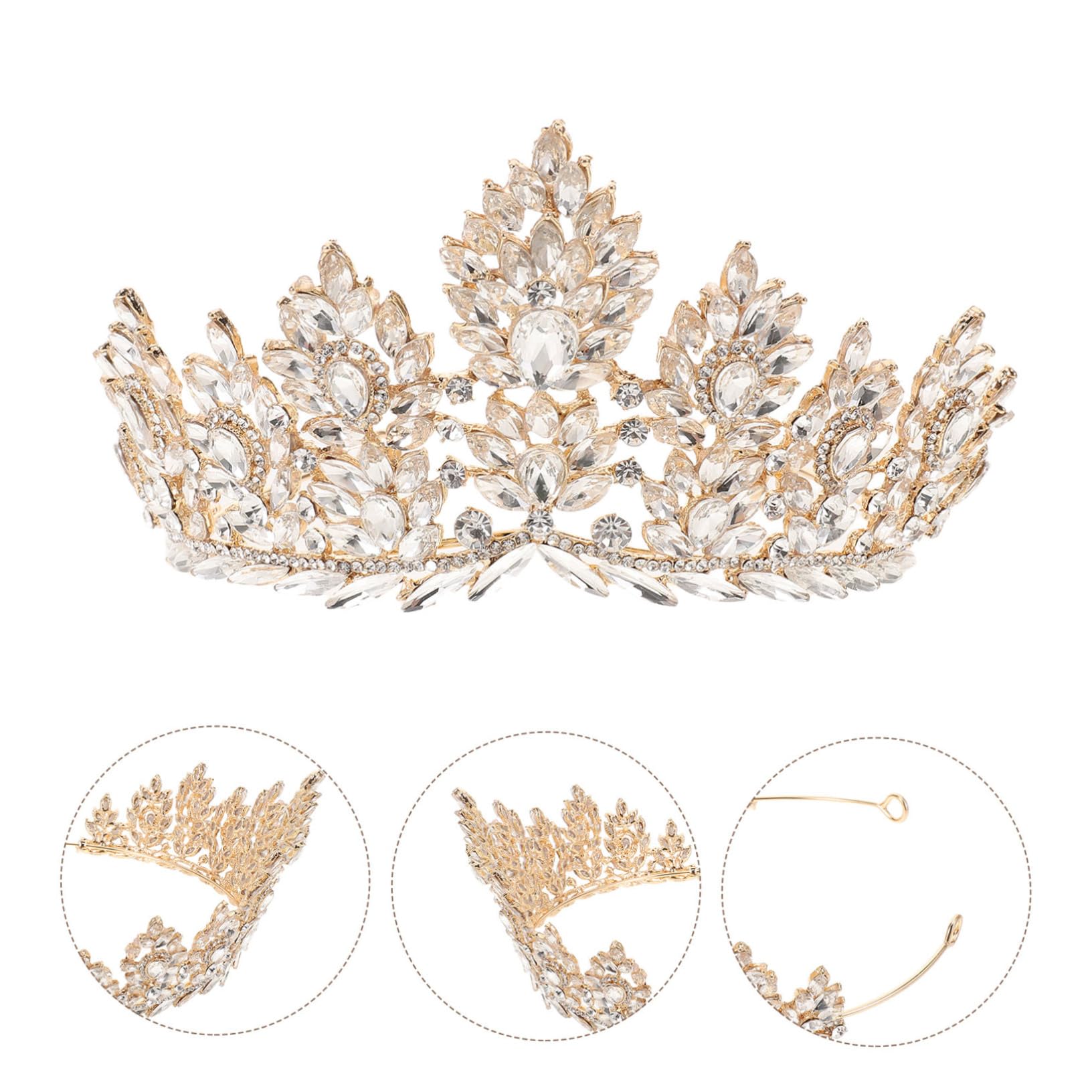 iplusmile Tiara Barroca de Gemas de Imitación Nupcial Elegante para Bodas Accesorio Cabello de Novia para Desfiles de Moda y Eventos Formales