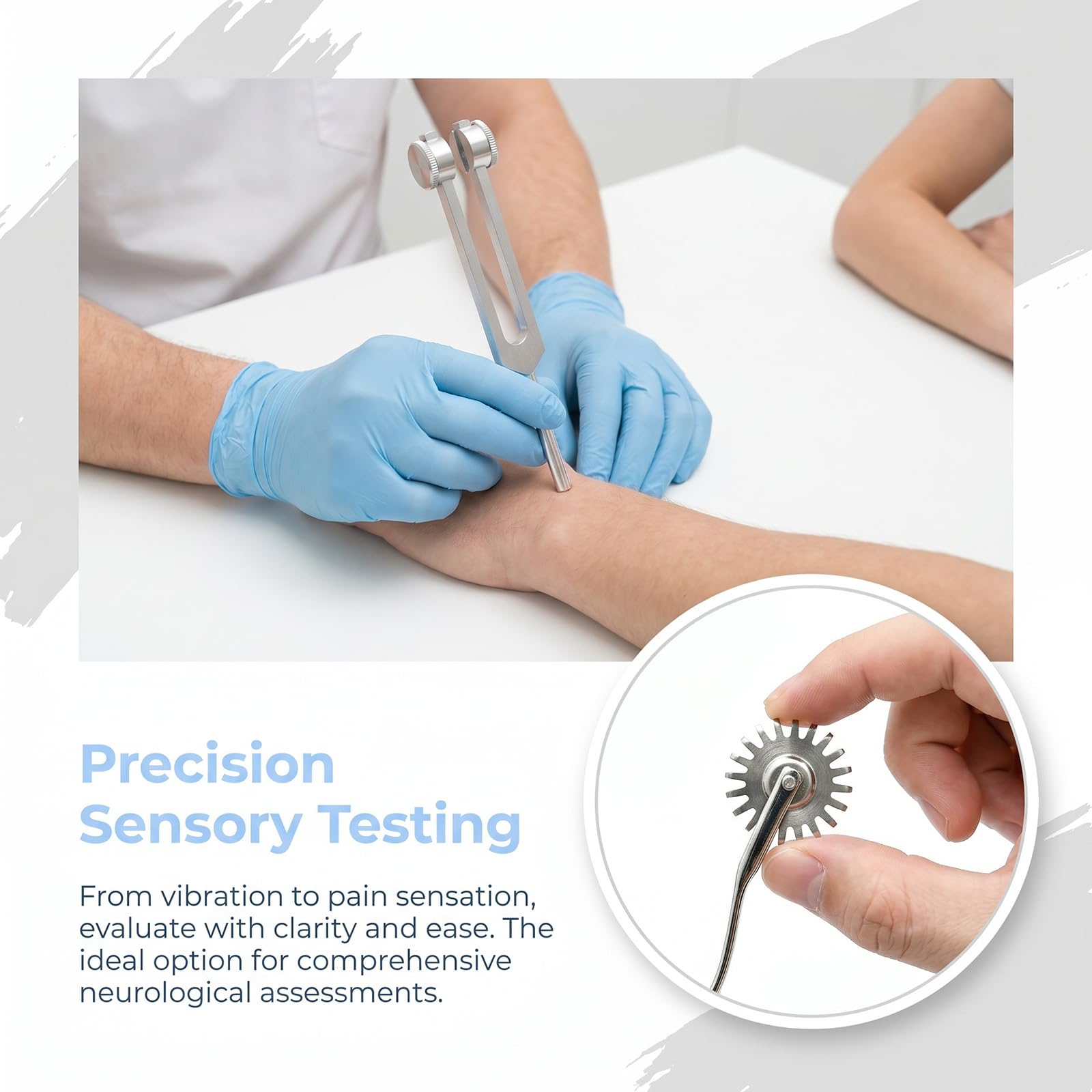 Set per Esame Neurologico, Set da 7 Pezzi per La Valutazione dei Riflessi Neurologici (puntura, Temperatura, Tatto, Vibrazione E Tendine), per Medicina Interna Ed Esami Clinici