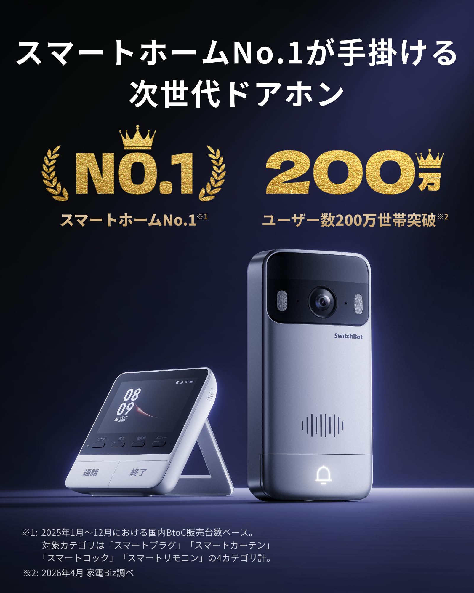 Amazon.co.jp: SwitchBot テレビドアホン カメラ付き インターホン