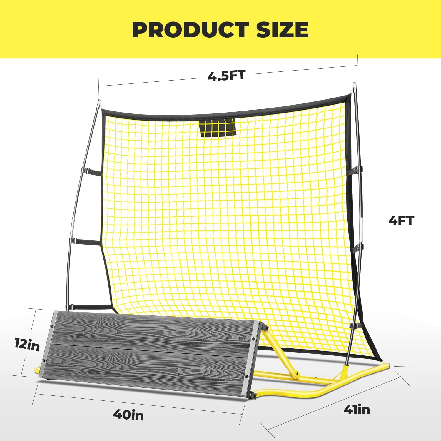 2 in 1 Soccer Rebounder Net & Board, Dual-Sided Rebounder for Solo/Team Practice, High-Bounce Soccer Bounce Back Net for Passing,Volley, Football Trainer Net with Board Wall for All Players