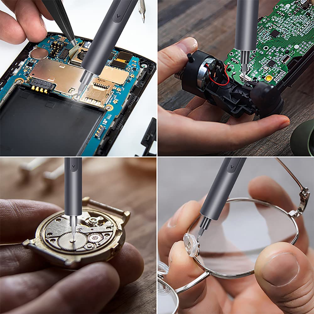 Mini elektryczny śrubokręt bezprzewodowy zestaw wkrętaków z 60 bitami precyzyjny śrubokręt zestaw narzędzi naprawczych do laptopów, okularów, zegarków