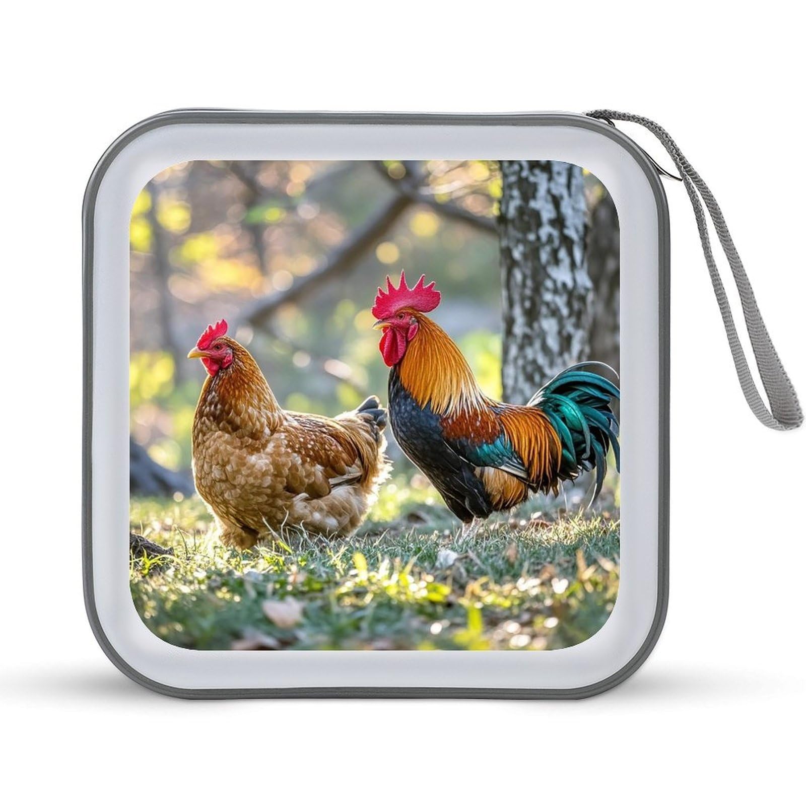 Funda para CD de gallina con plástico duro y cremallera para una máxima protección