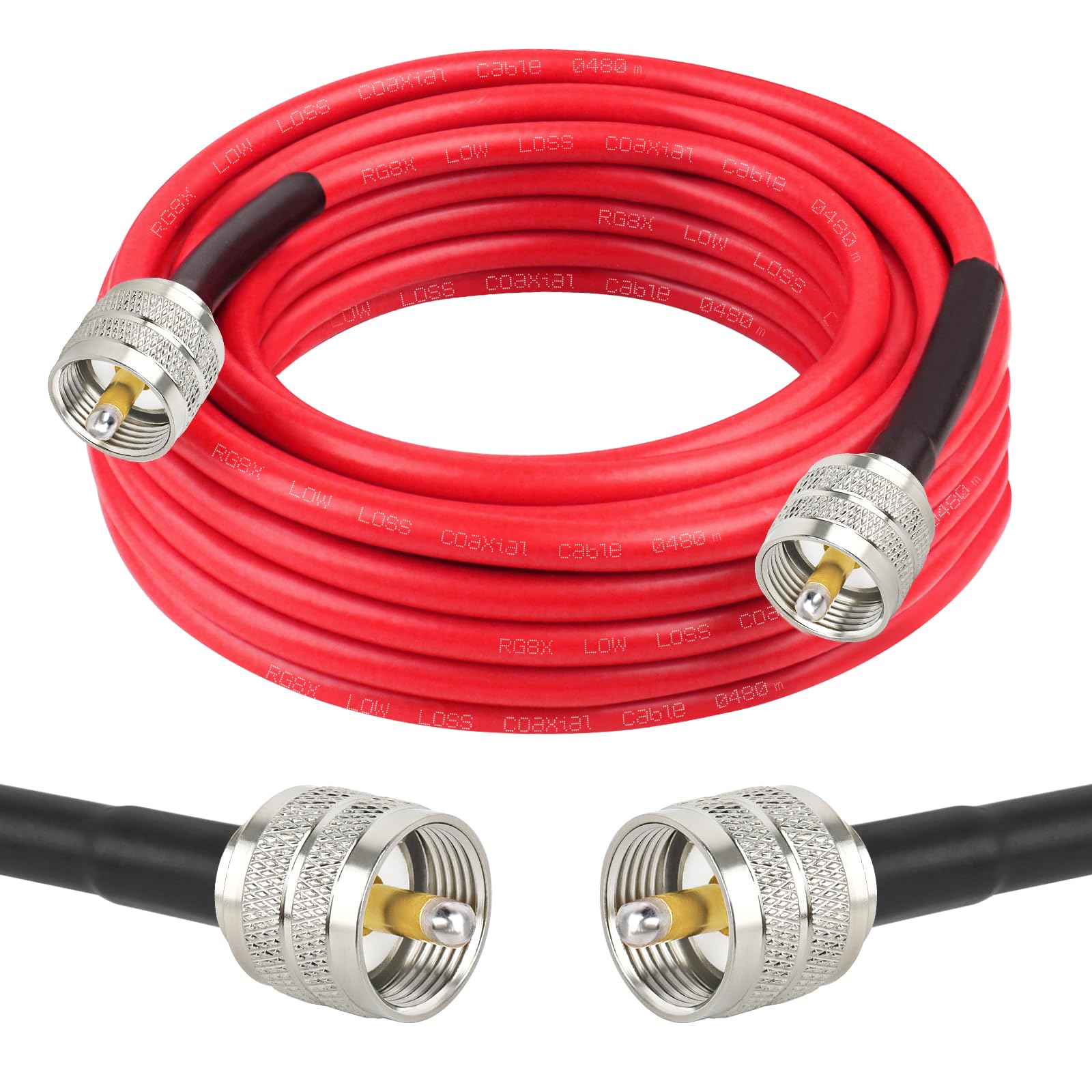 RG8X Coaxial Cable 20ft,CB Coax Cable,UHF PL259 Male to Male Low Loss CB Antenna Cable 50 Ohm for HAM Radio,Antenna Analyzer,Dummy Load,SWR Meter