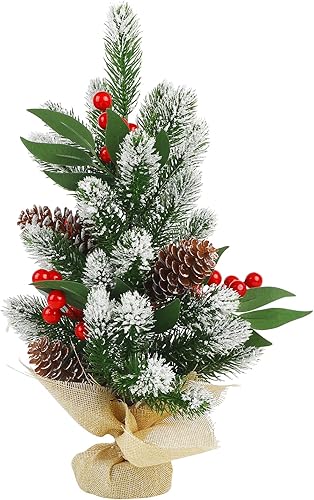 Vista 43 de CCINEE 3Ft Artificial White Tabletop Hinged Christmas Tree with Metal Stand - 130 Branch Tips Mini Christmas Tree for Xmas Party Supplies Home