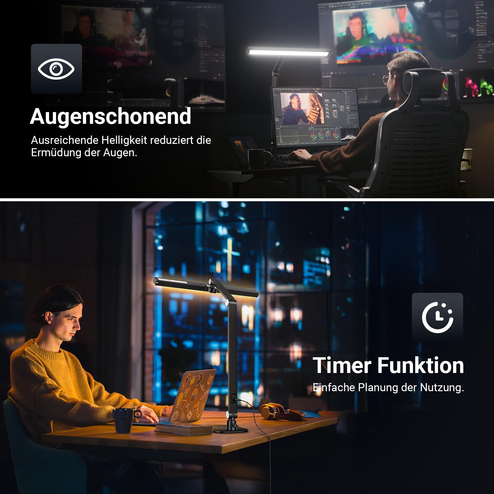 NEEWER Basics 18" Tischlicht mit Sockel für Homeoffice, 18W augenschonende LED dimmbare Deckenleuchte für Architekten, zweifarbig für Monitor Computer usw. 1340 Lux/0,5m, Touch Steuerung/CRI95+, DL03