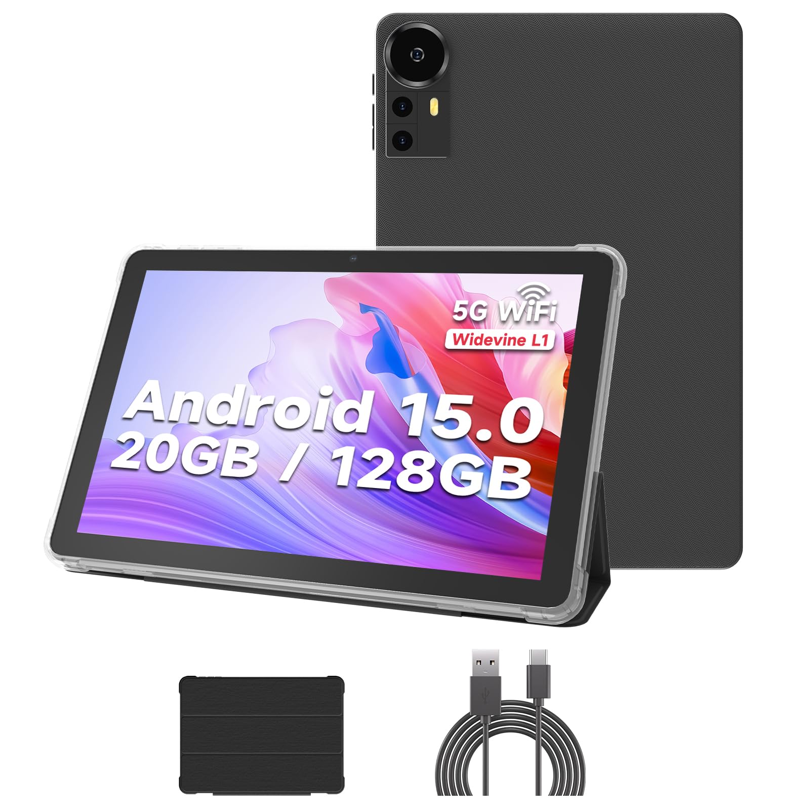 DIGITHINK Tablet PC 10 inch Android 15.0, Android Tablets, DDR4 4GB RAM+16GB Extend 20GB ROM 2MP+8MP Dual Camera, 2.4G+5G WiFi Bluetooth 1TB Expand 10