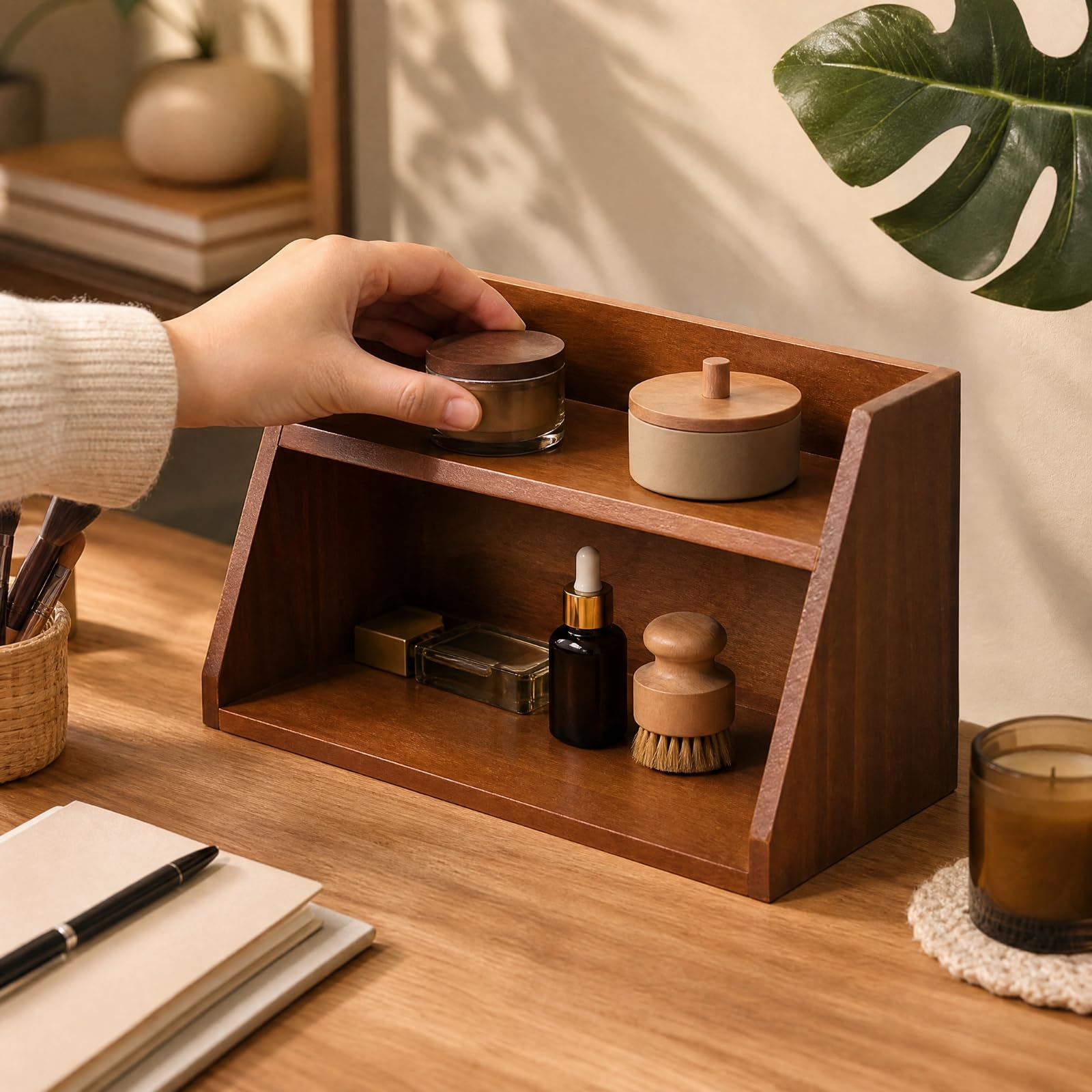 ría Estilo Chino Clásico Autoportan Organizador Cosméticos para Mesa que Ahorra Espacio Exhibición Multi, Estilo D