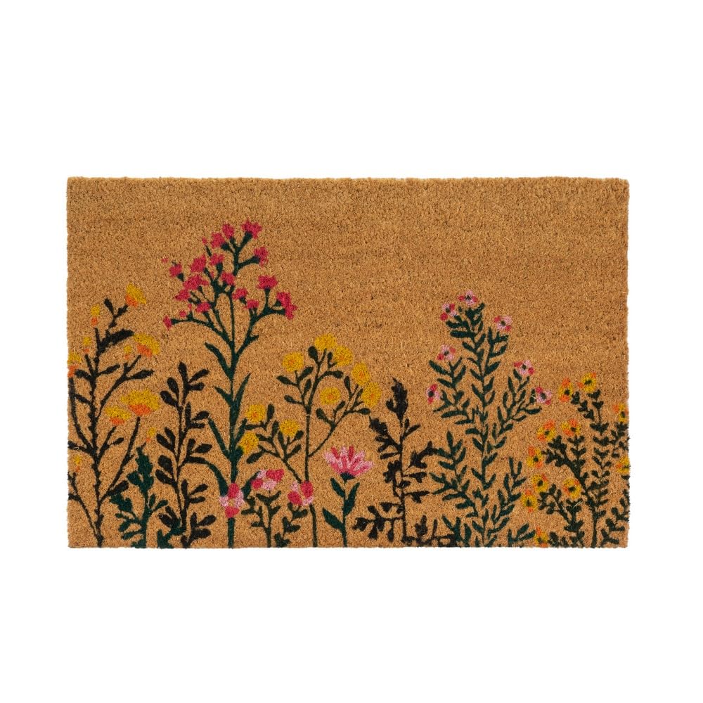 LOLAhome Felpudo Antideslizante Entrada estampación Flores de Hojas de Fibra Natural de Coco