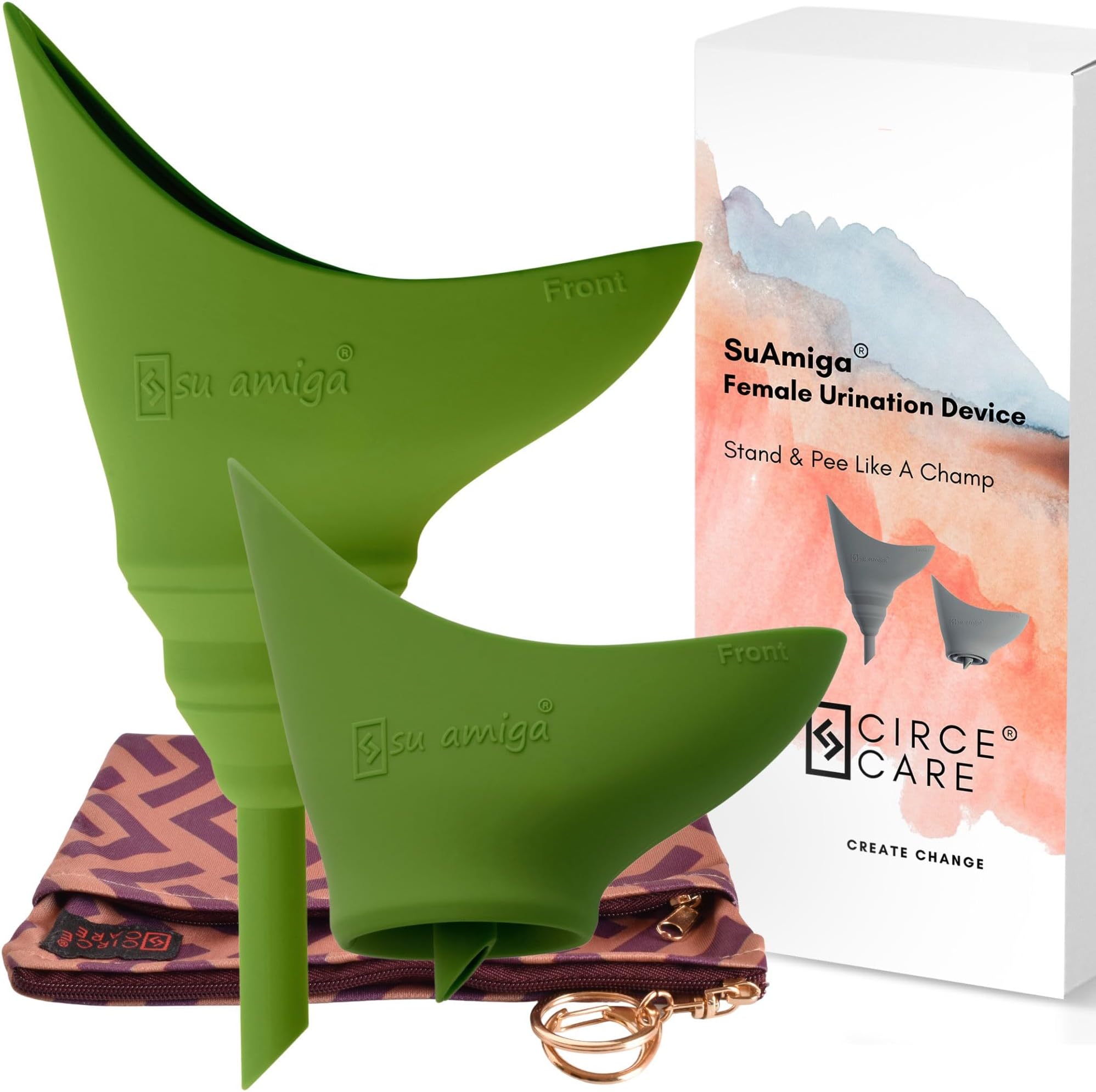 SuAmiga Female Urination Device Collapsible Female Urinal; Portable Reusable Urinal for Women to Pee Standing Up; Women Pee Funnel for Travel, Camping, Hiking, Outdoor (Soft,Firm,Plus Size)