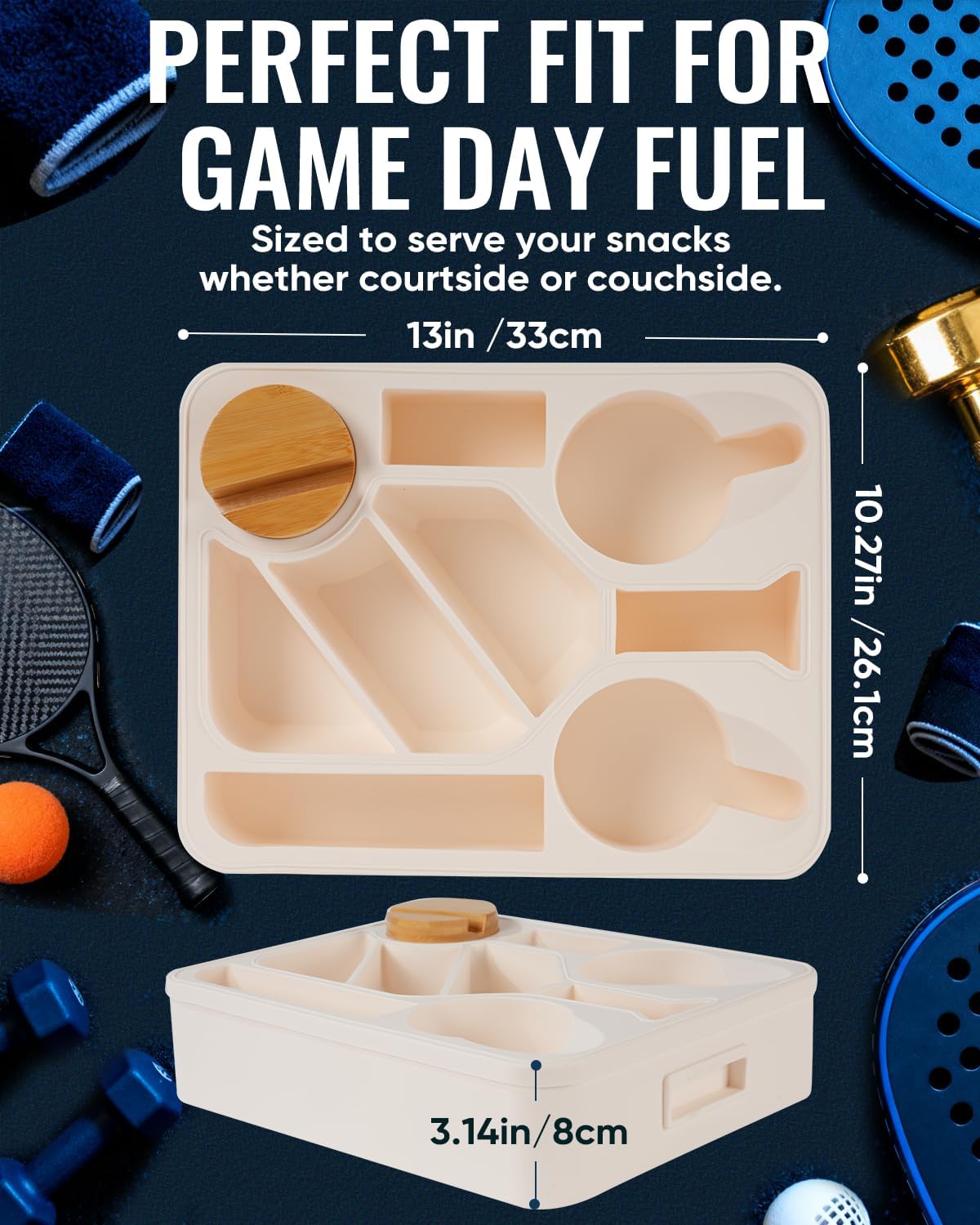 Couch Cup Holder Tray Dual Cup Silicone Snack & Drink Organizer – Waterproof Anti-Slip Large Couch Caddy Tray for Sofa Bed Car Camping, Dishwasher Safe No Spill Drink & Snack Couch Tray