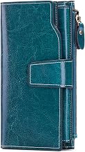 SENDEFN Women's Large Capacity RFID Leather Wallet with 20 Card Holders Zipper Wallet