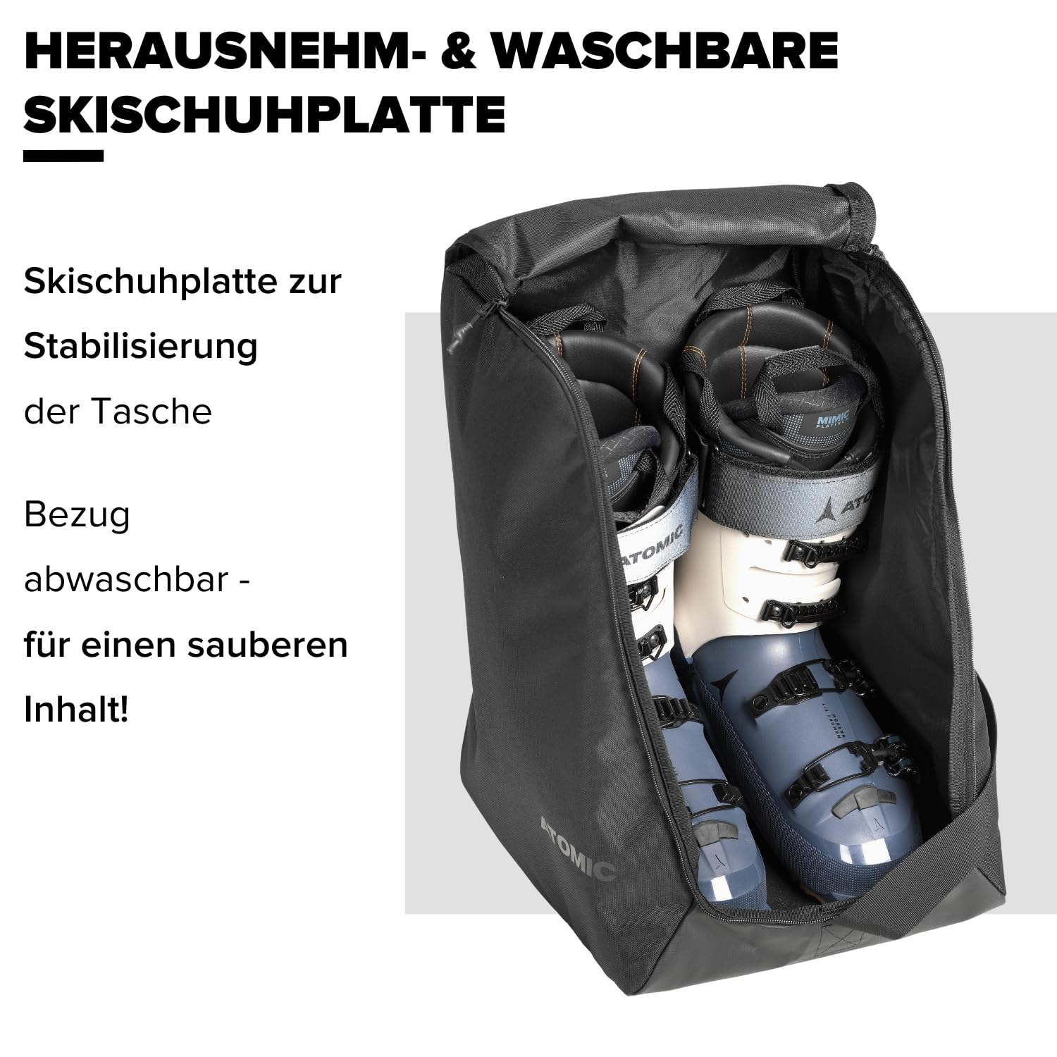 ATOMIC Stain Resistant Coating|Top Handle|Adjustable Shoulder Strap|Big Zipper Opening 380 x 420 x 290
