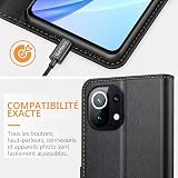 Ganbary Cover Xiaomi Mi 11 Lite 4G/5G/5G NE, 360 Protettiva Caso in PU Pelle Premium Portafoglio Custodia per Mi 11 Lite 4G/5G/5G NE, [Kickstand] [Slot per Schede]-Nero - 7