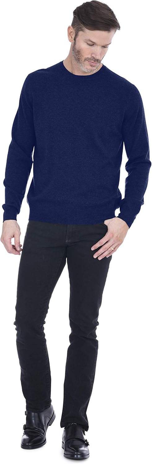 Cashmeren Men's Basic Crewneck Sweater 100% Pure Cashmere Long Sleeve Round Neck Pullover - Image 2