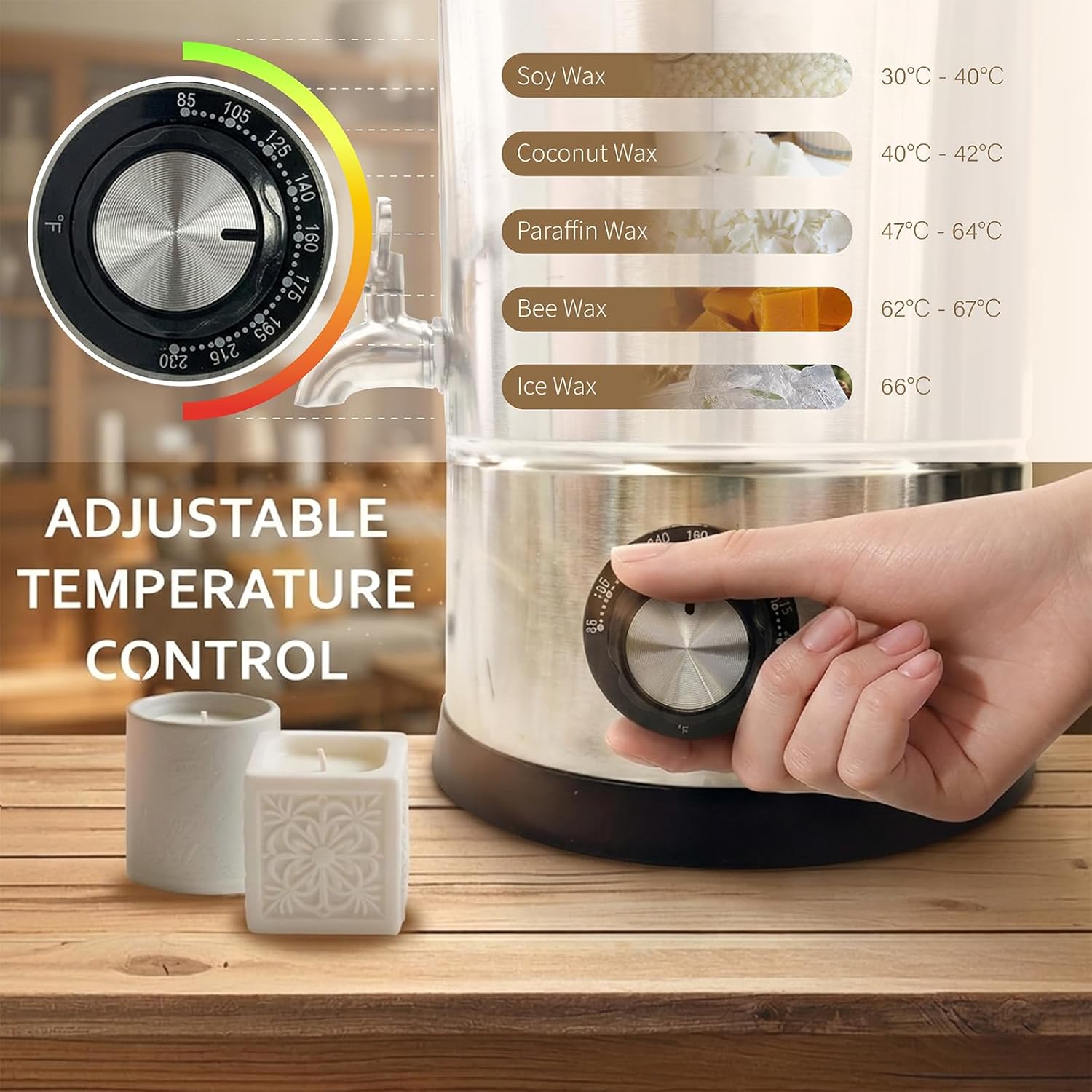 GKFF Wax Melter for Candle Making,15L(30 lbs)Extra Large Electric Melting Pot for Soap,Lotion & Body Butter Making,with Temperature Control and Heating Pour Spout,Ideal for Home Candle & Craft Makers