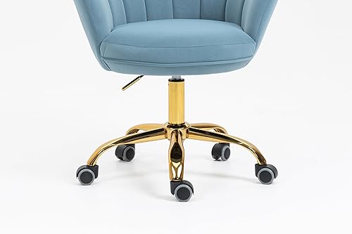 Miniatura 9 de ZOBIDO Comfy - Silla de trabajo para la oficina en casa con ruedas, bonita y moderna tapizada de terciopelo con respaldo de concha, silla de