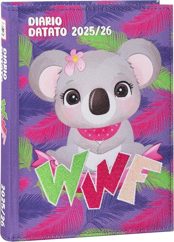 Franco Cosimo Panini Agenda WWF Koala Tissu 2025/2026 12 mois daté standard 18 x 13 cm + stylo...