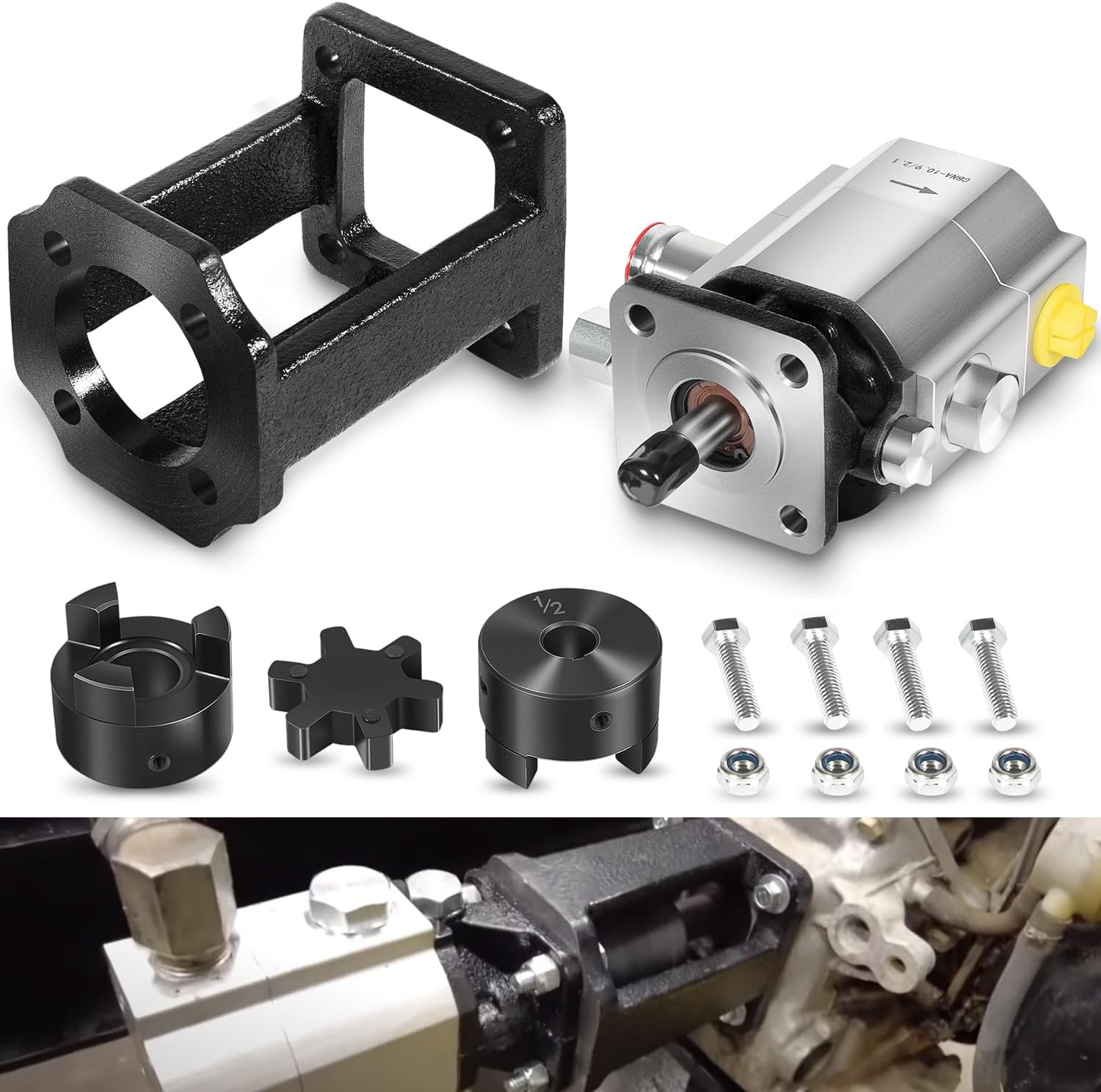 Log Splitter Build Kit: 13 GPM Pump, Coupler, Pump Mount, Bolts, for Huskee, Speeco, etc. for DIY Splitter Project or Repair, for 3/4" Engine Crankshaft
