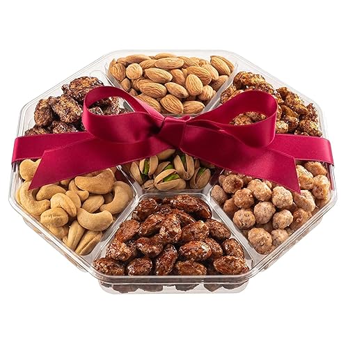 Miniatura 5 de Cesta de regalo de nueces navideñas, extra grande, 2 libras, cesta de regalo gourmet, tostada en seco dulce y salada, cesta de regalo de alimentos