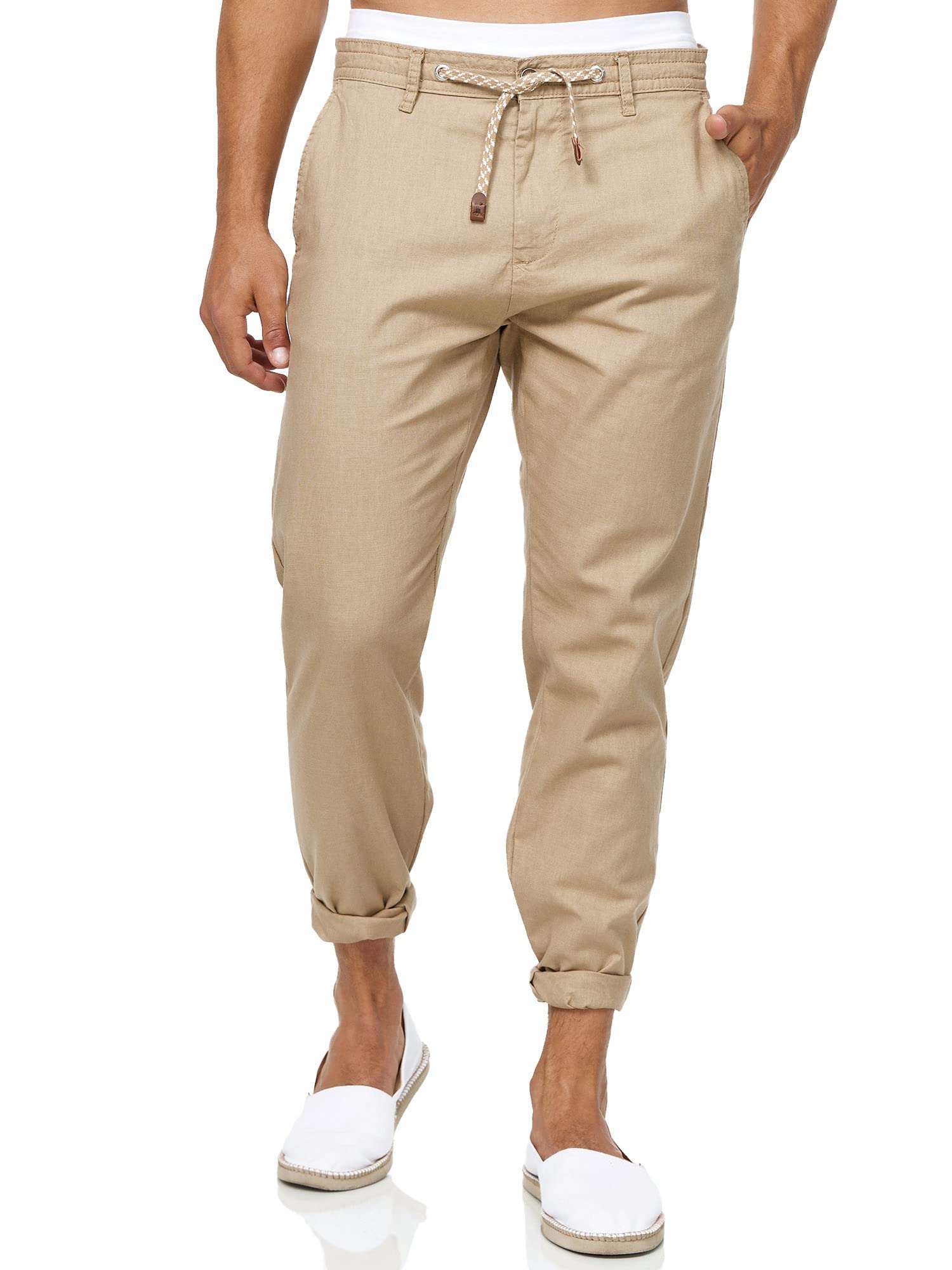 Indicode Hommes Veneto Pants | Pantalon en Lin et Coton