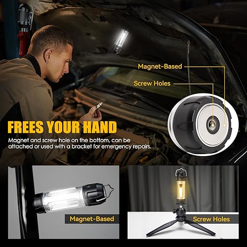 Miniatura 4 de Foxhawk Linterna de camping 2 en 1, linterna de camping al aire libre, portátil, basada en imán, linterna de mano, accesorios cargables para