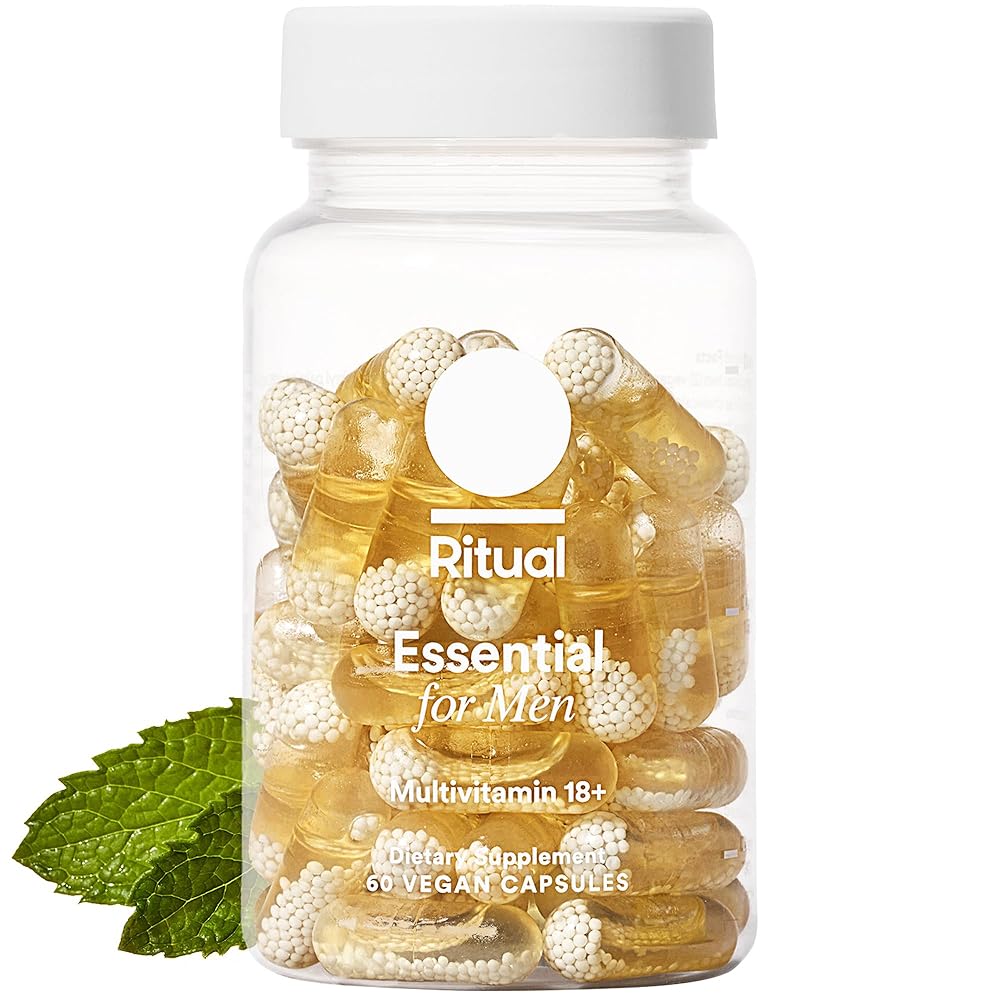 Ritual Multivitamin for Men 18+ with Zinc, Vitamin A and D3 for Immune Function Support*, Omega-3 DHA, B12, K2, Gluten Free, Non-GMO, Vegan, Mint Essenced, 30 Day Supply