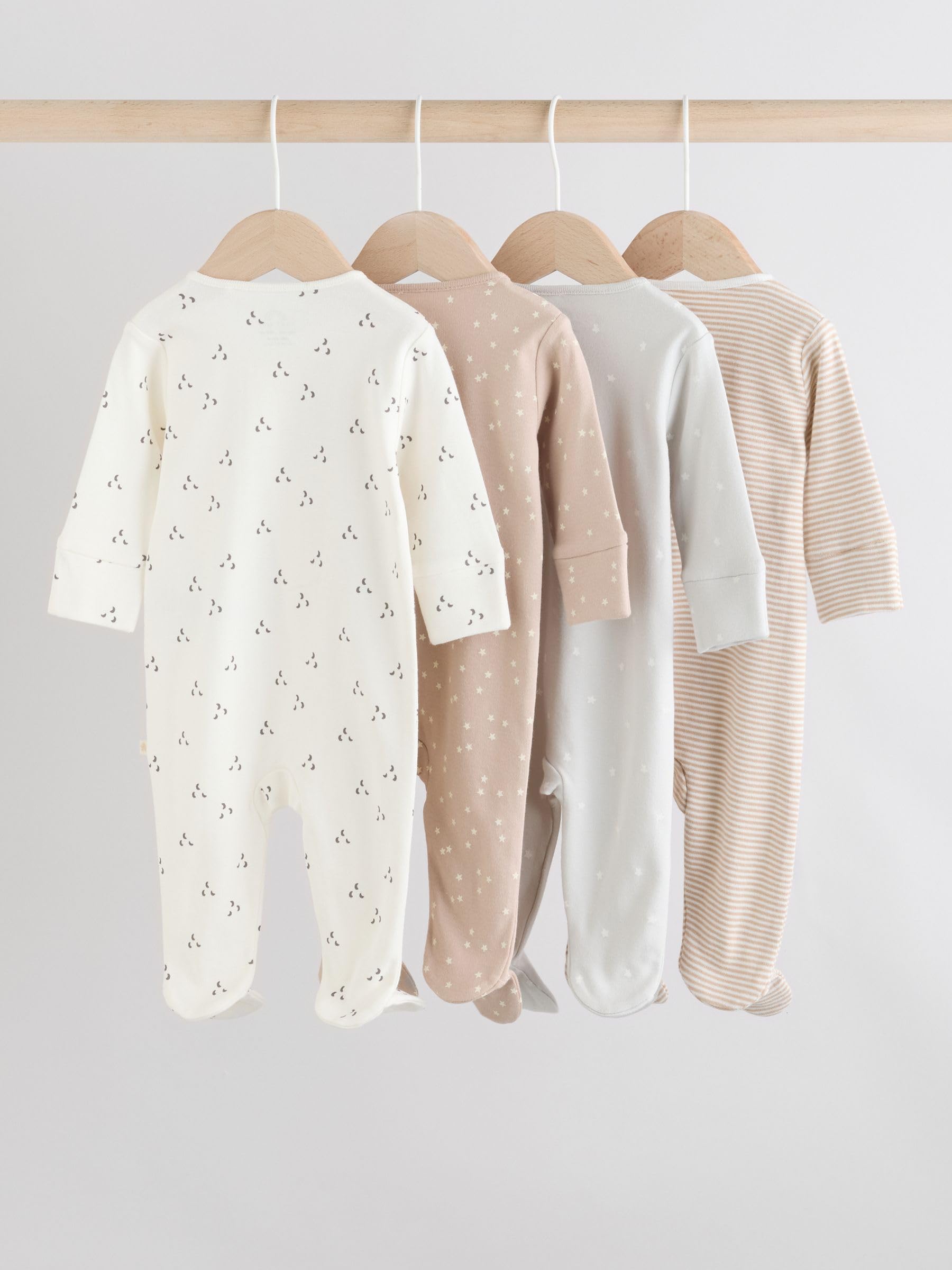 NEXT Noworodki unisex Zestaw 4 par śpioszków niemowlęcych z dwukierunkowym suwakiem
