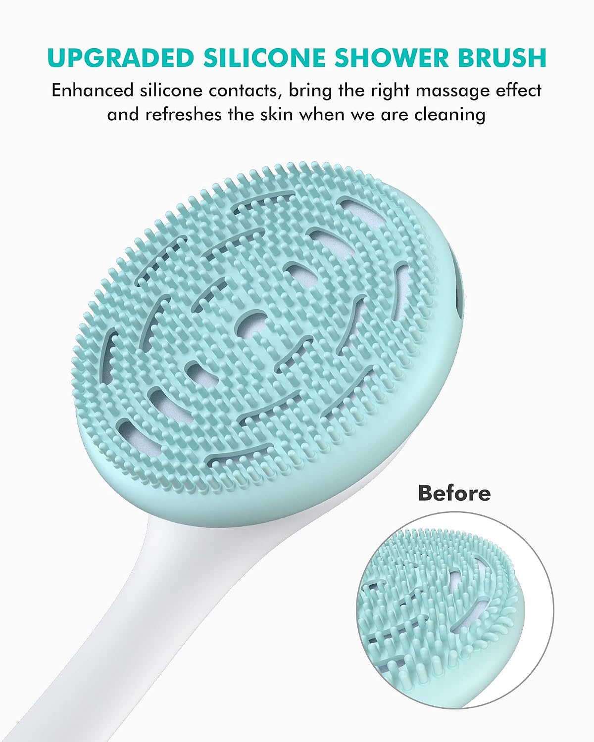 Back Washer for Shower, Higher Hardness Back Scrubber for Cellulite and Lymphatic, Long Handle Body Brush, Back Scrub Brush for Men Women Sensitive and all Kinds of Skin(Green)