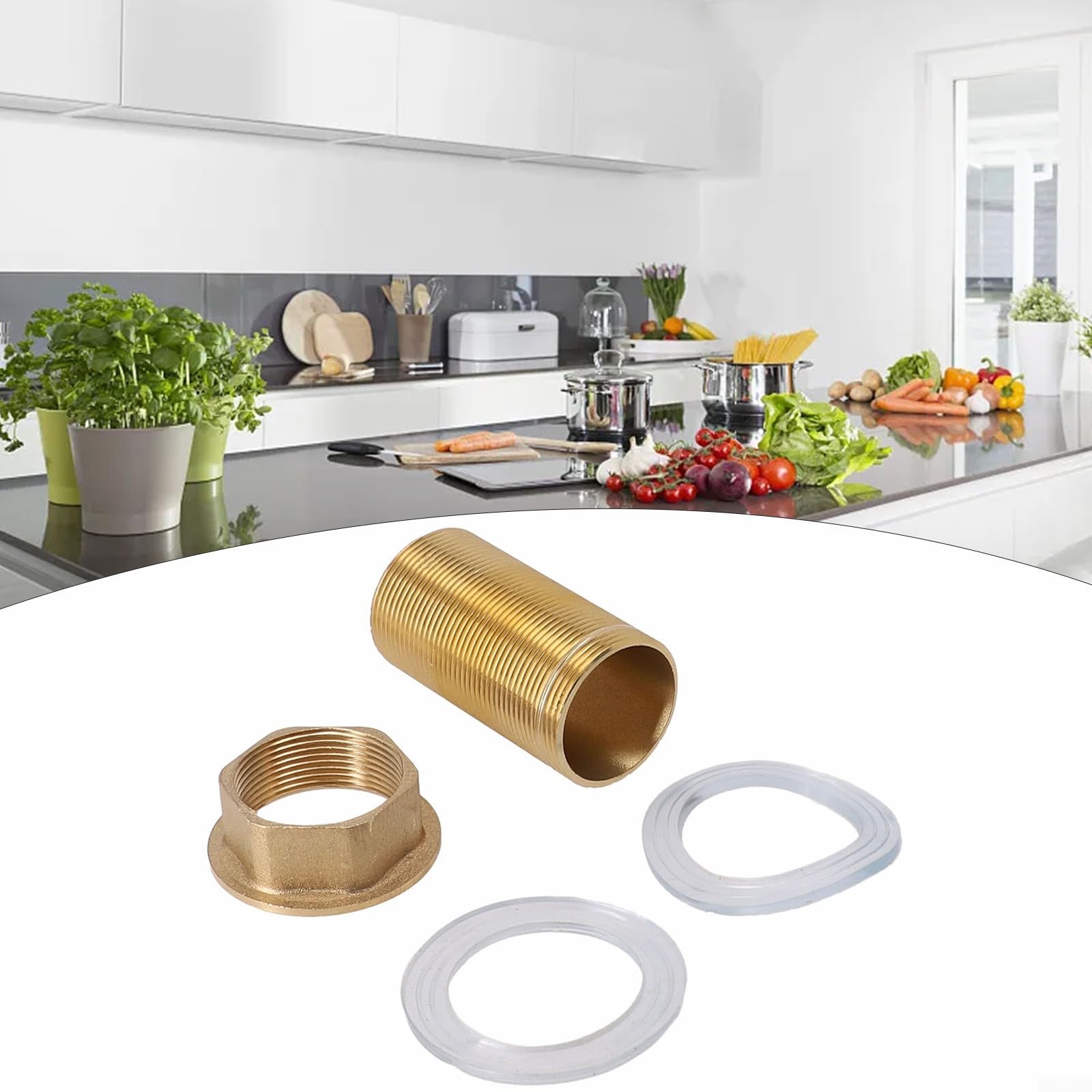 Kit di fissaggio per rubinetto, dadi lunghi, prolunga per rubinetto, tubo filettato, parti di ricambio con rondelle per rubinetto, kit di riparazione per rubinetto (M32-60 mm)