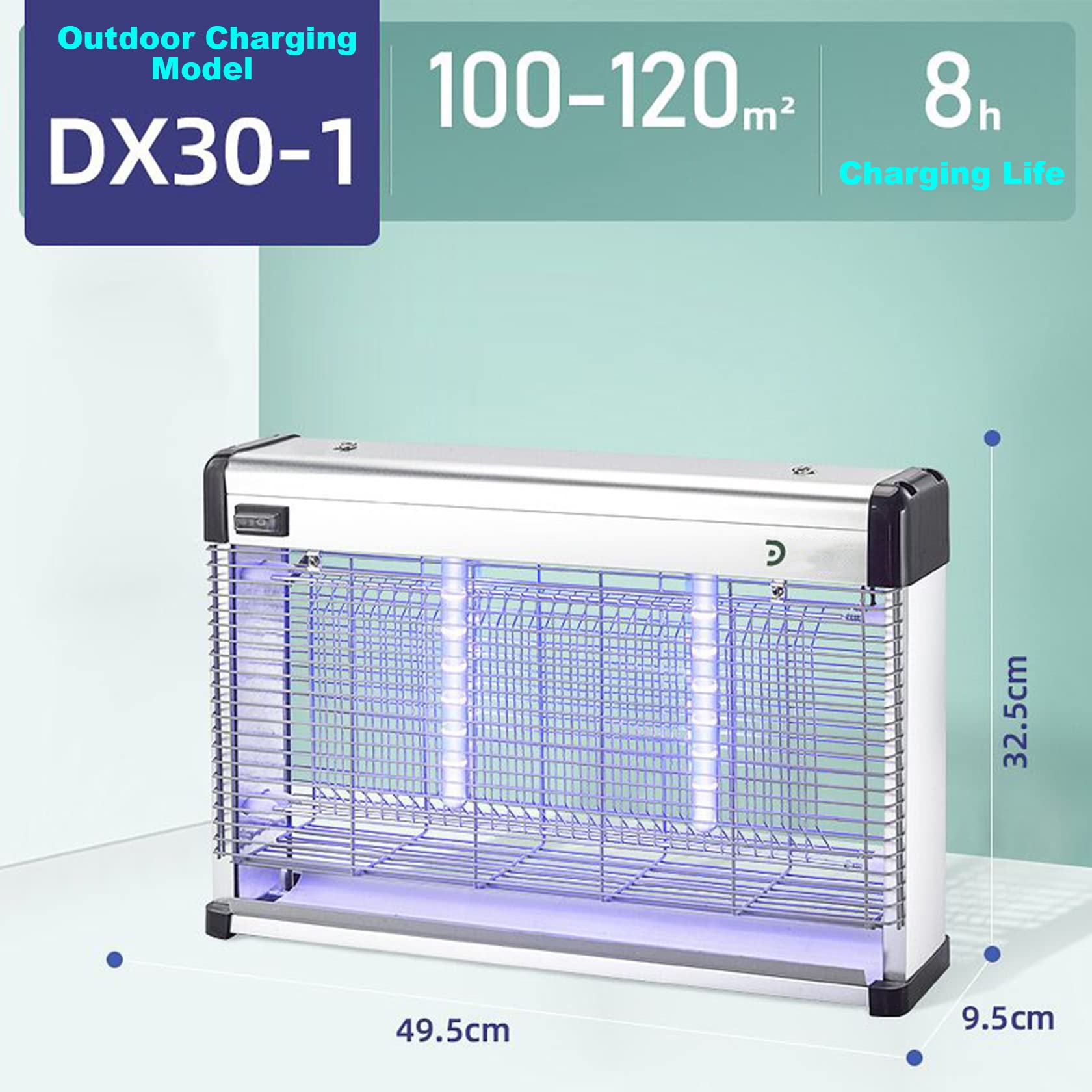 3000 V UV-Mückenvernichter-Lampe, tragbarer Insektenvernichter, wasserdichter Fliegenvernichter, Insektenvernichter, elektrisch, wiederaufladbare Lithiumbatterie, 120 m² Abdeckung für Schlafzimmer,