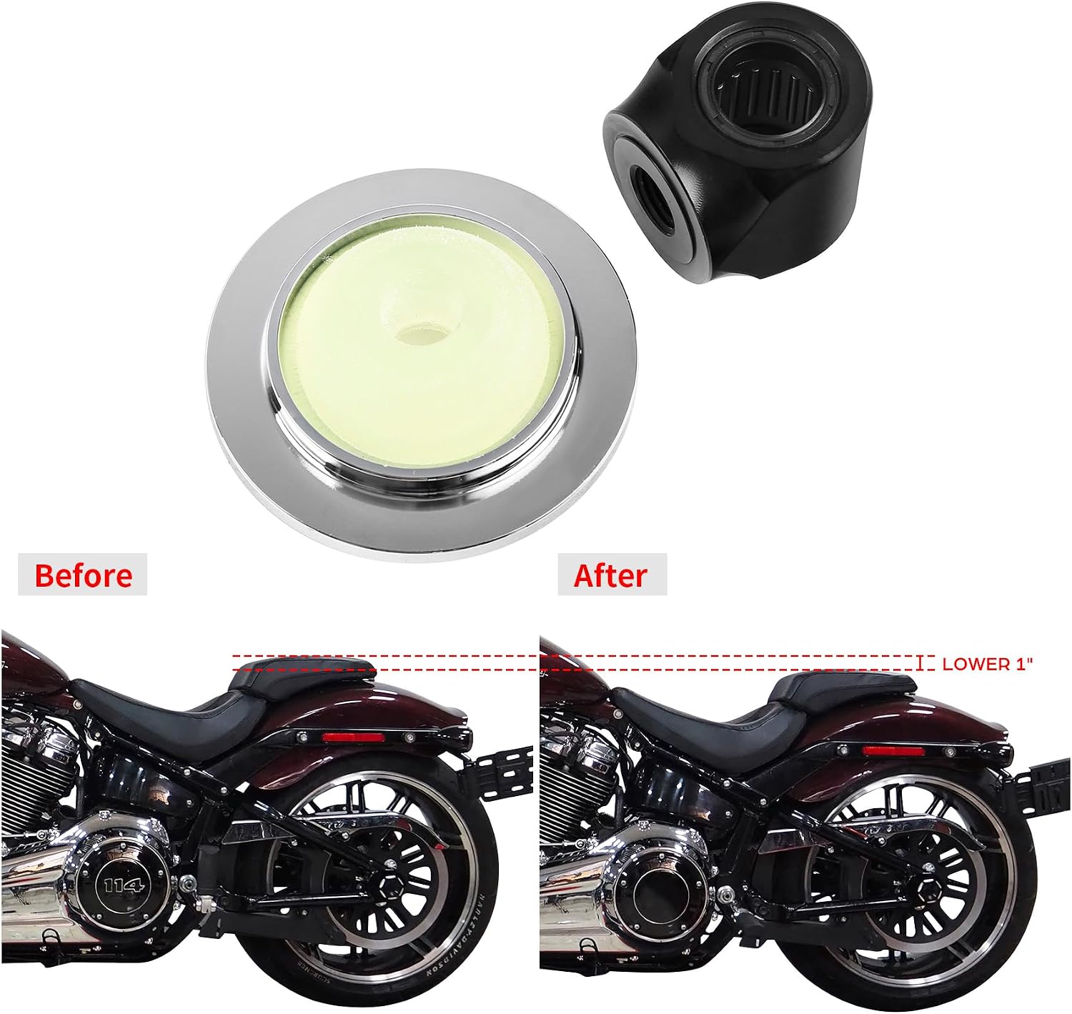 TCMT 1'' Rear Shock Lowering Drop Kit Fit For Harley Softail Softail Fat Bob Fat Boy Heritage Classic Street Bob Low Rider Softail Slim Sport Glide 2018-2025