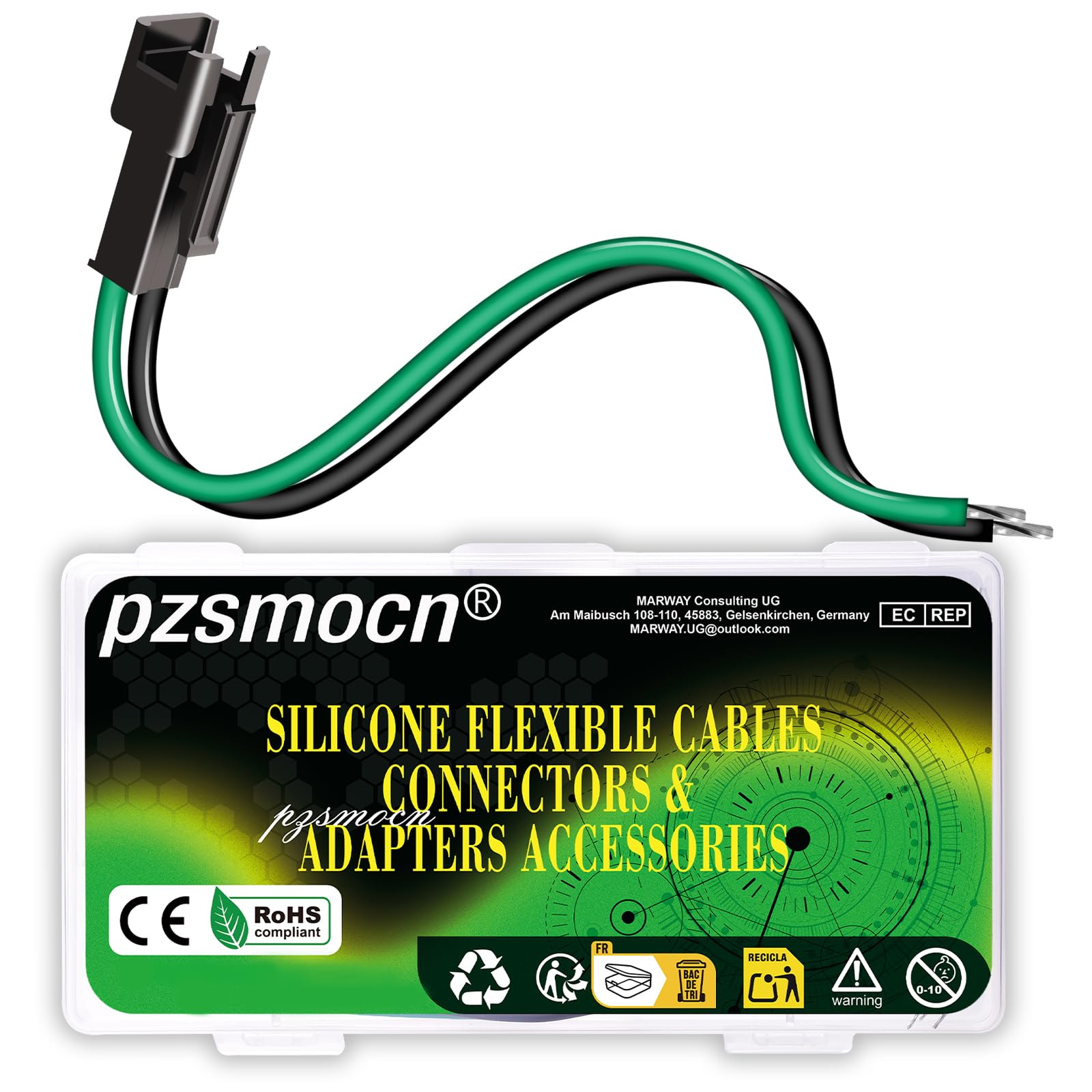 pzsmocn 20 Pieces JST SM 2.5mm 2 Pin 20AWG Flexible Silicone Connector Kit